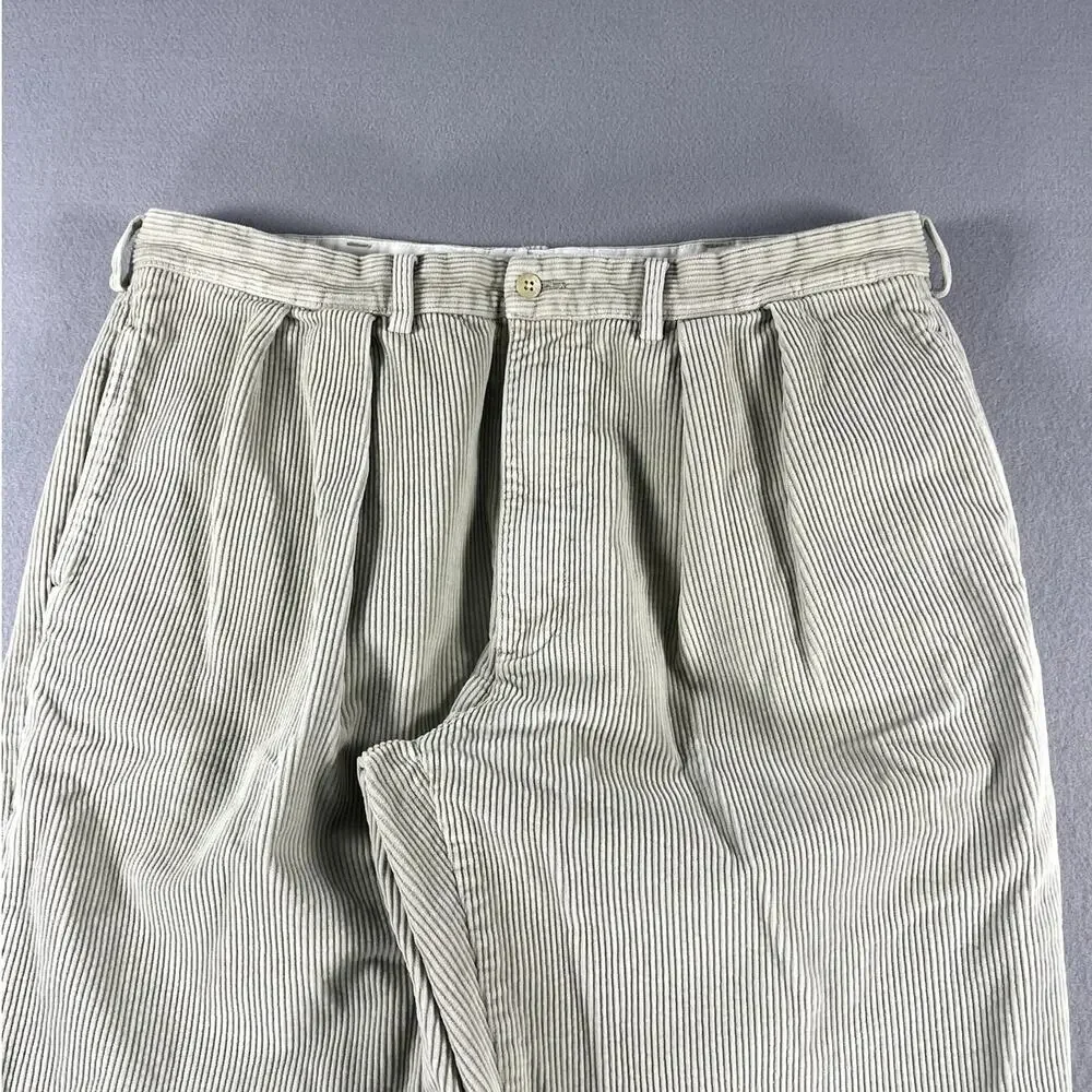 Vintage Y2K Polo Ralph Lauren Corduroy Tan/Green Color Mens Size (38x30) Preppy